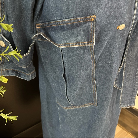 Idyll Vie Denim Trench Coat Double Breasted Women’s XL $150 MSRP High Fashion - Picture 6 of 13